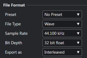 اعدادات تصدير تراكات المكس في كيوبيز Cubase