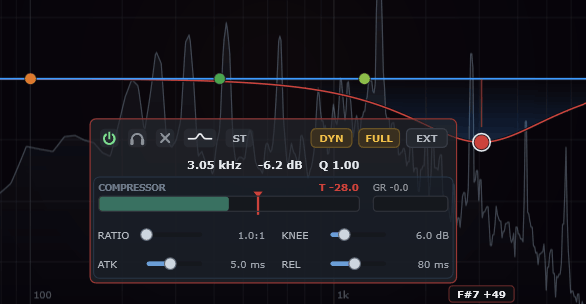 معالجة ديناميكية ذكية لكل باند (Dynamic EQ)